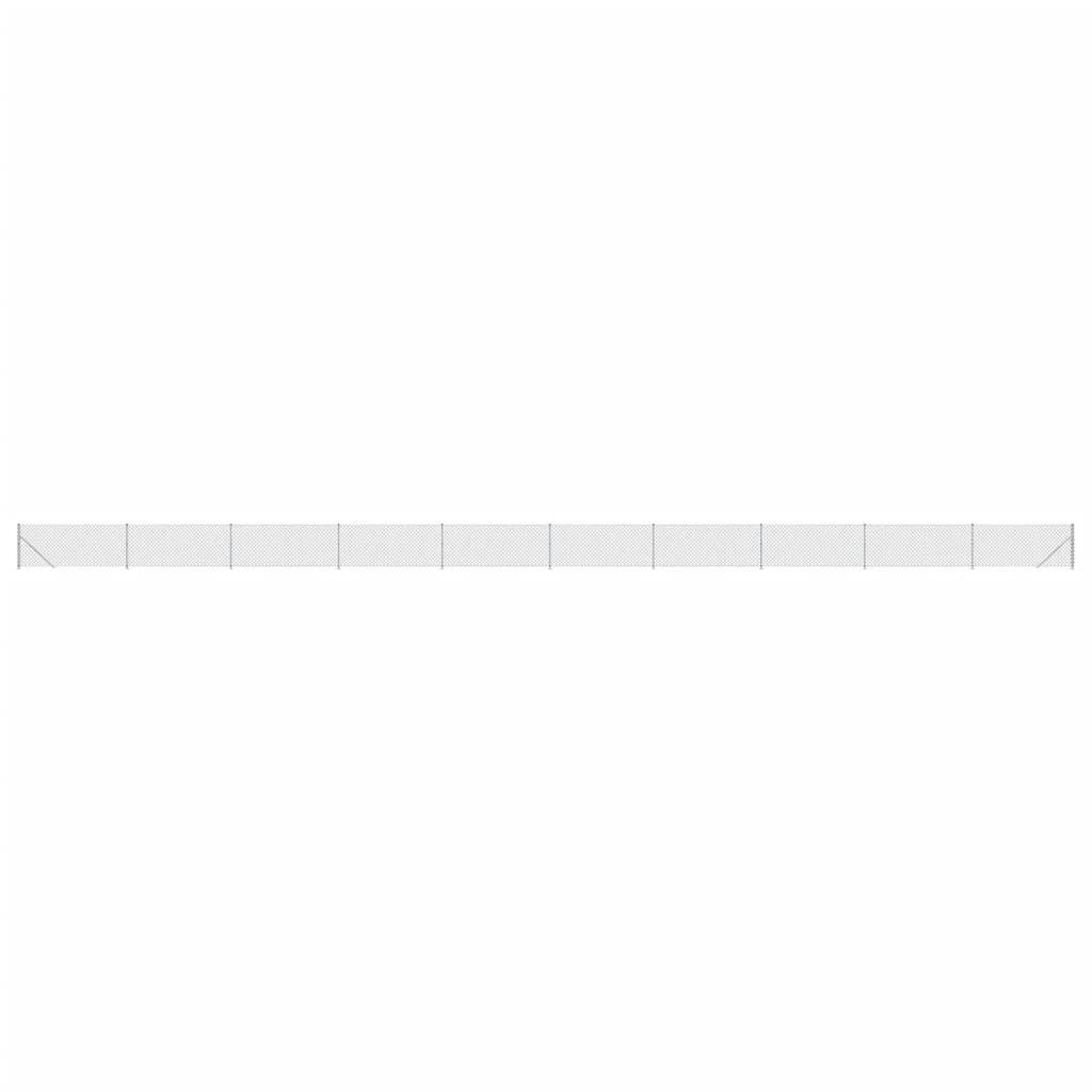 Chain link fence with ground flange silver 1x25 m