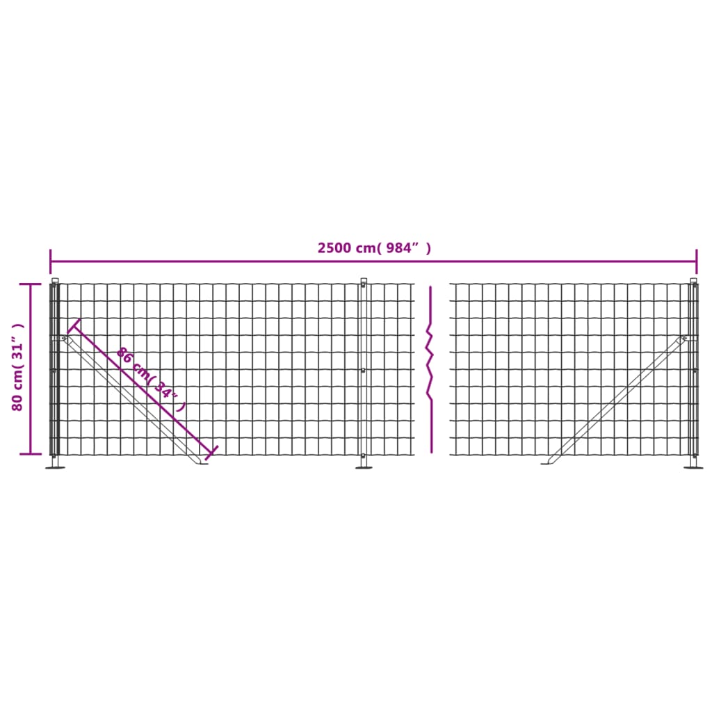 Maschendrahtzaun mit Bodenflansch Grün 0,8x25 m