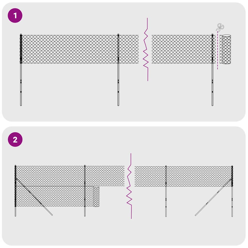 Maschendrahtzaun mit Bodenhülsen Anthrazit 2,2x25 m