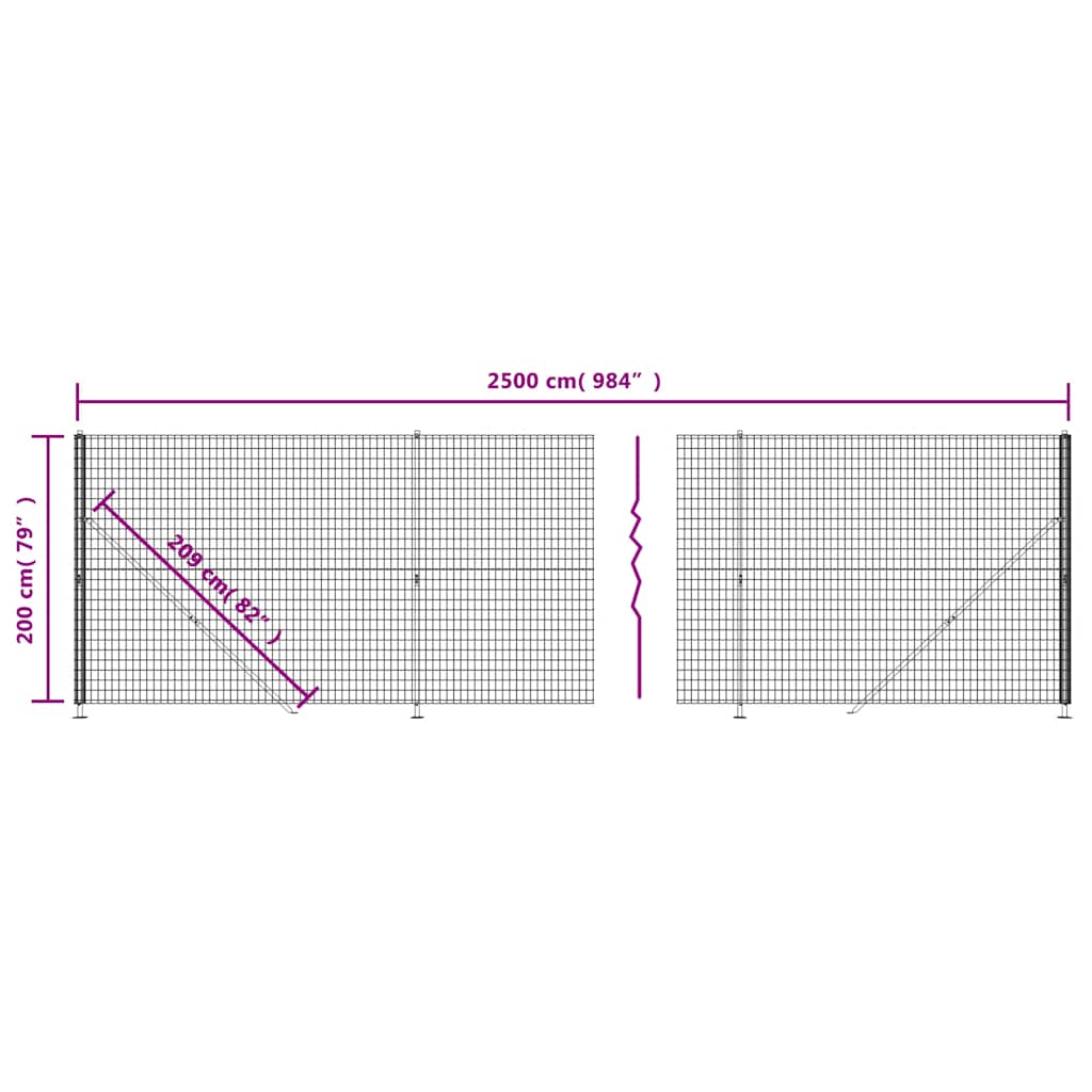 Maschendrahtzaun mit Bodenflansch Anthrazit 2x25 m