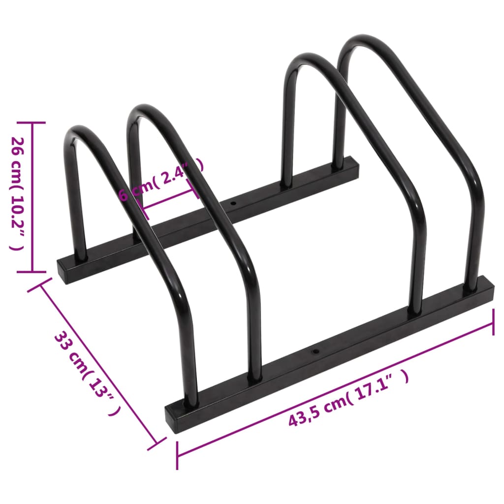 Bicycle stand for 2 bicycles, black steel
