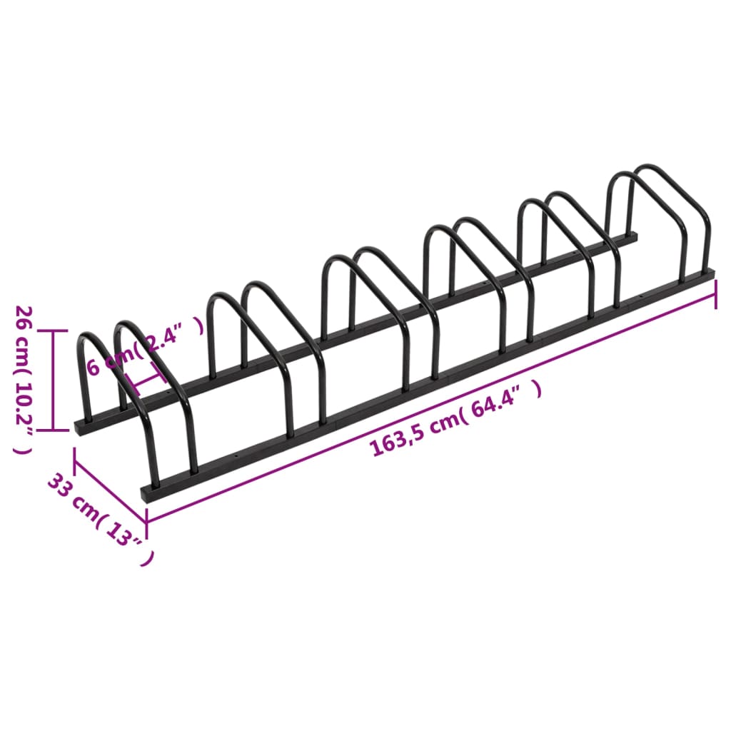 Bicycle stand for 6 bicycles, black steel