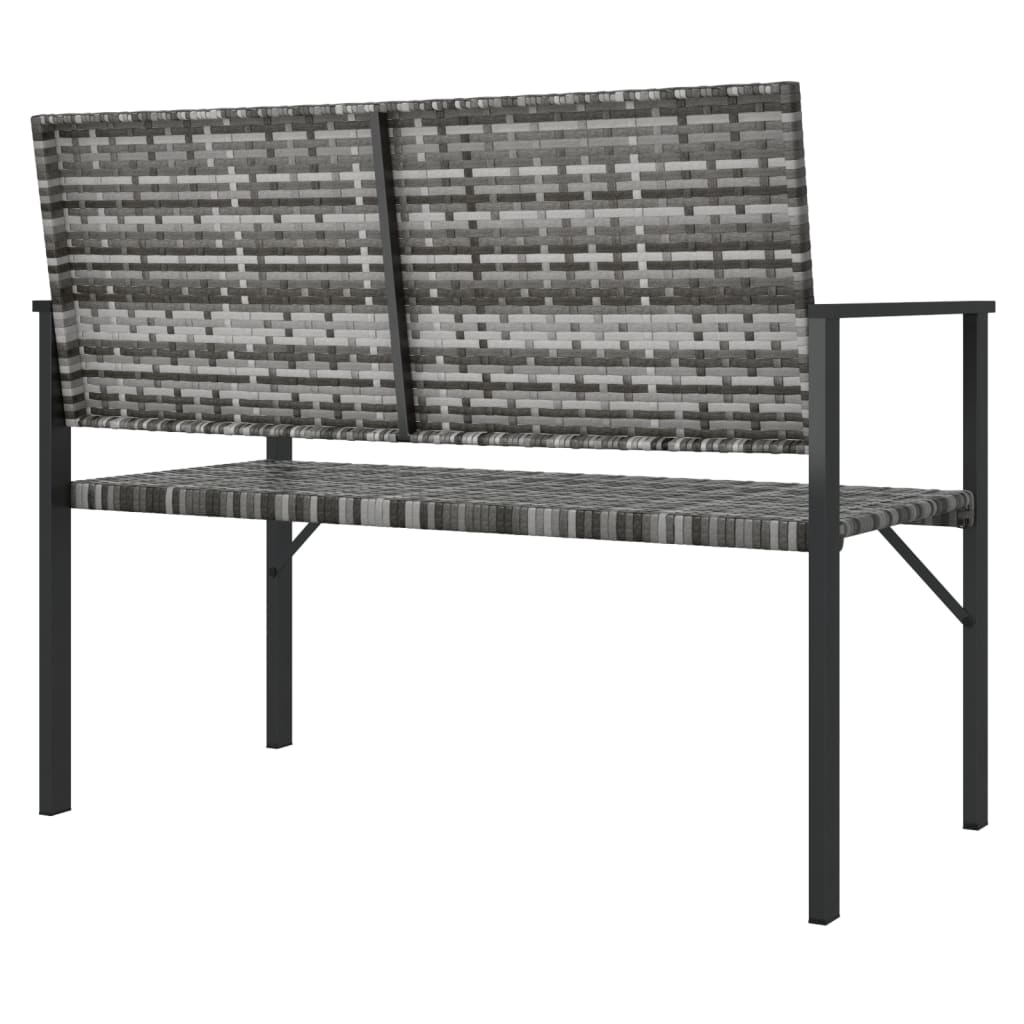 Garden Bench 2-Seater Gray Poly Rattan