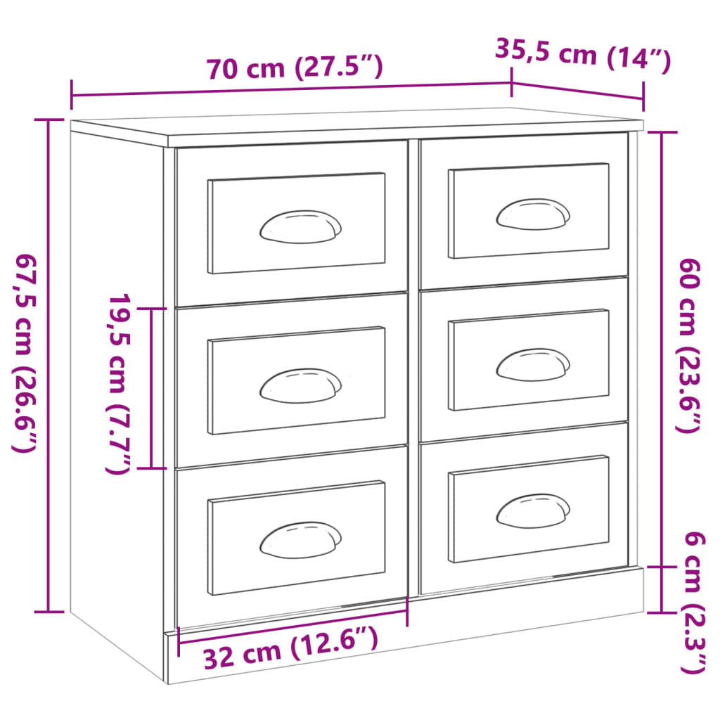 Sideboard Grau Sonoma 70x35,5x67,5 cm Holzwerkstoff