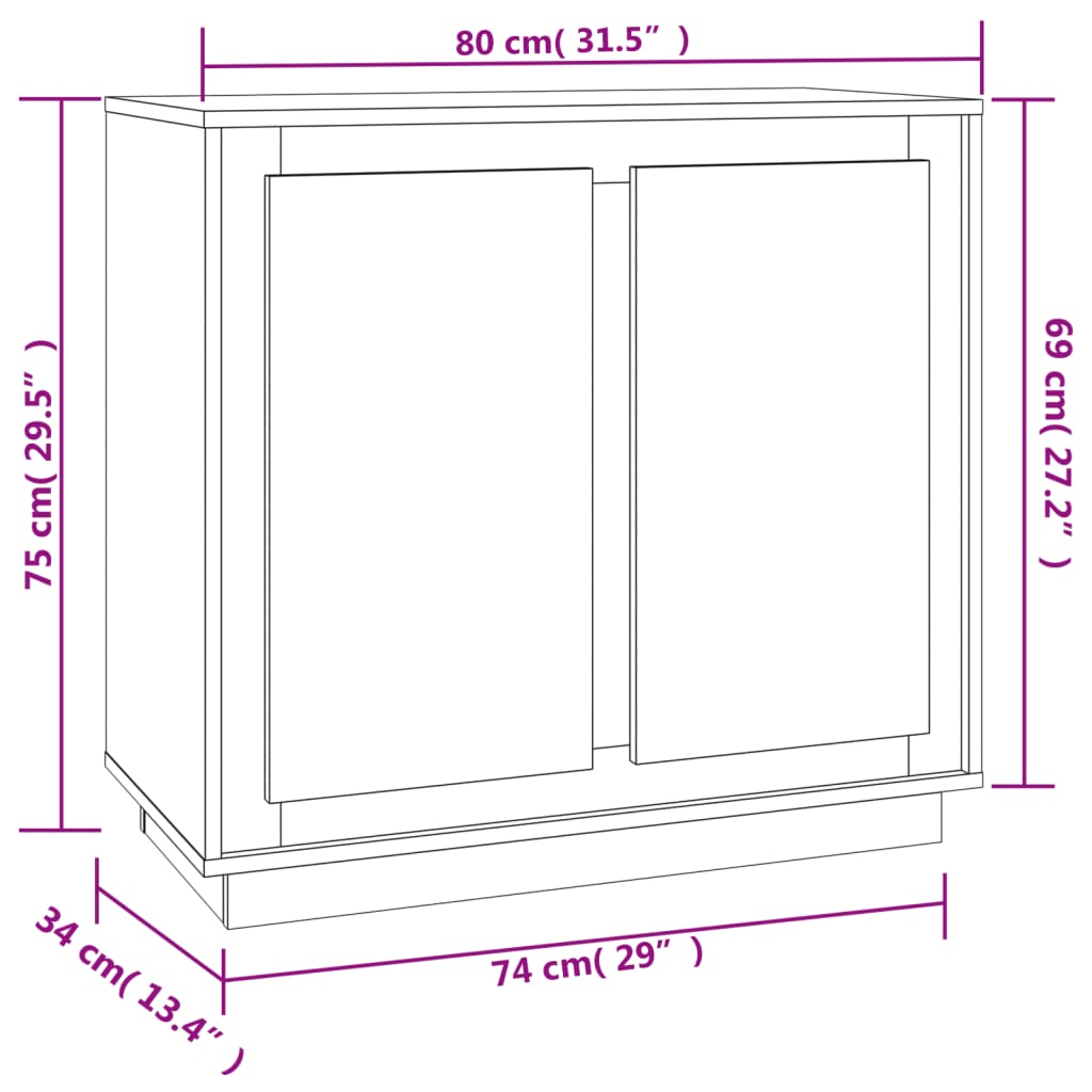Sideboard Sonoma-Eiche 80x34x75 cm Holzwerkstoff