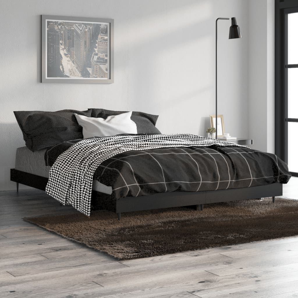 Bed frame black 135x190 cm wood material