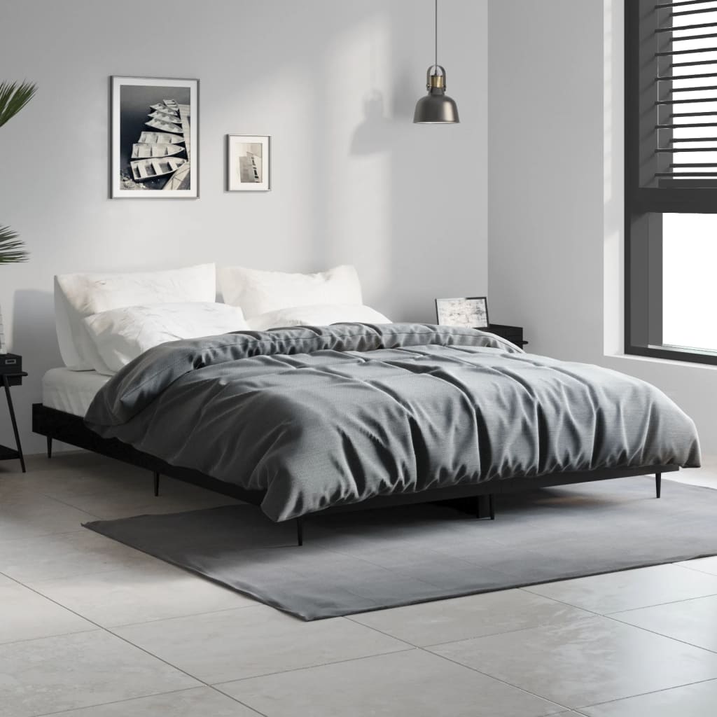 Bed frame black 135x190 cm wood material