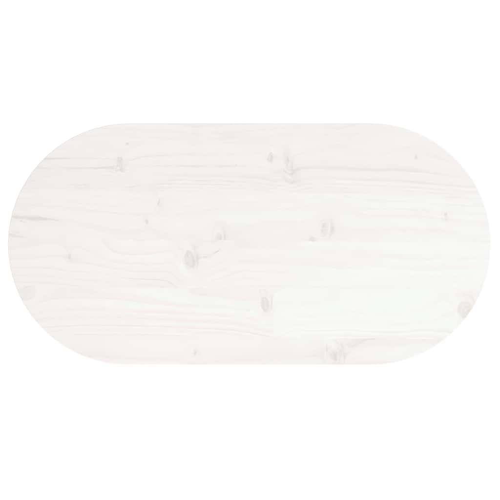Tischplatte Weiß 60x30x2,5 cm Massivholz Kiefer Oval