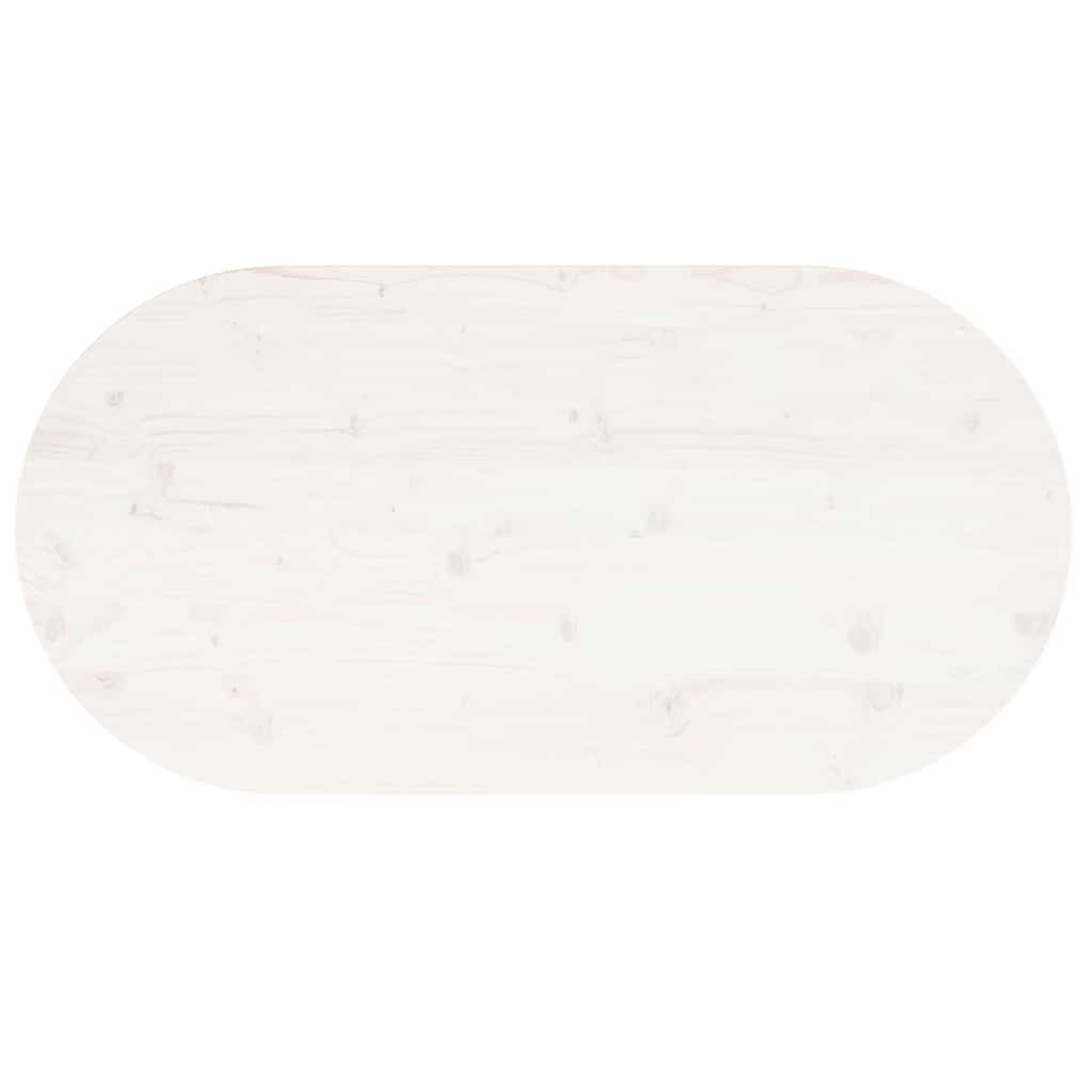 Tischplatte Weiß 90x45x2,5 cm Massivholz Kiefer Oval