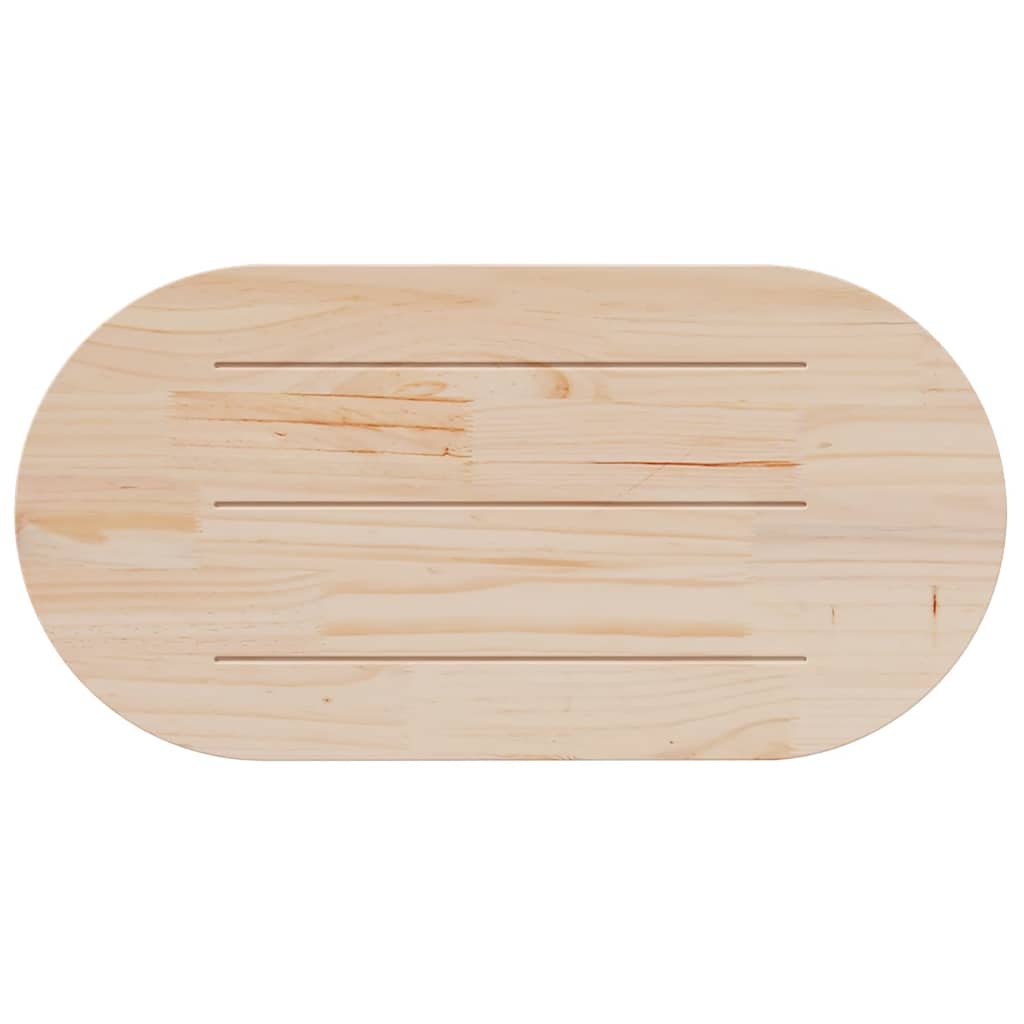 Tischplatte Weiß 100x50x2,5 cm Massivholz Kiefer Oval