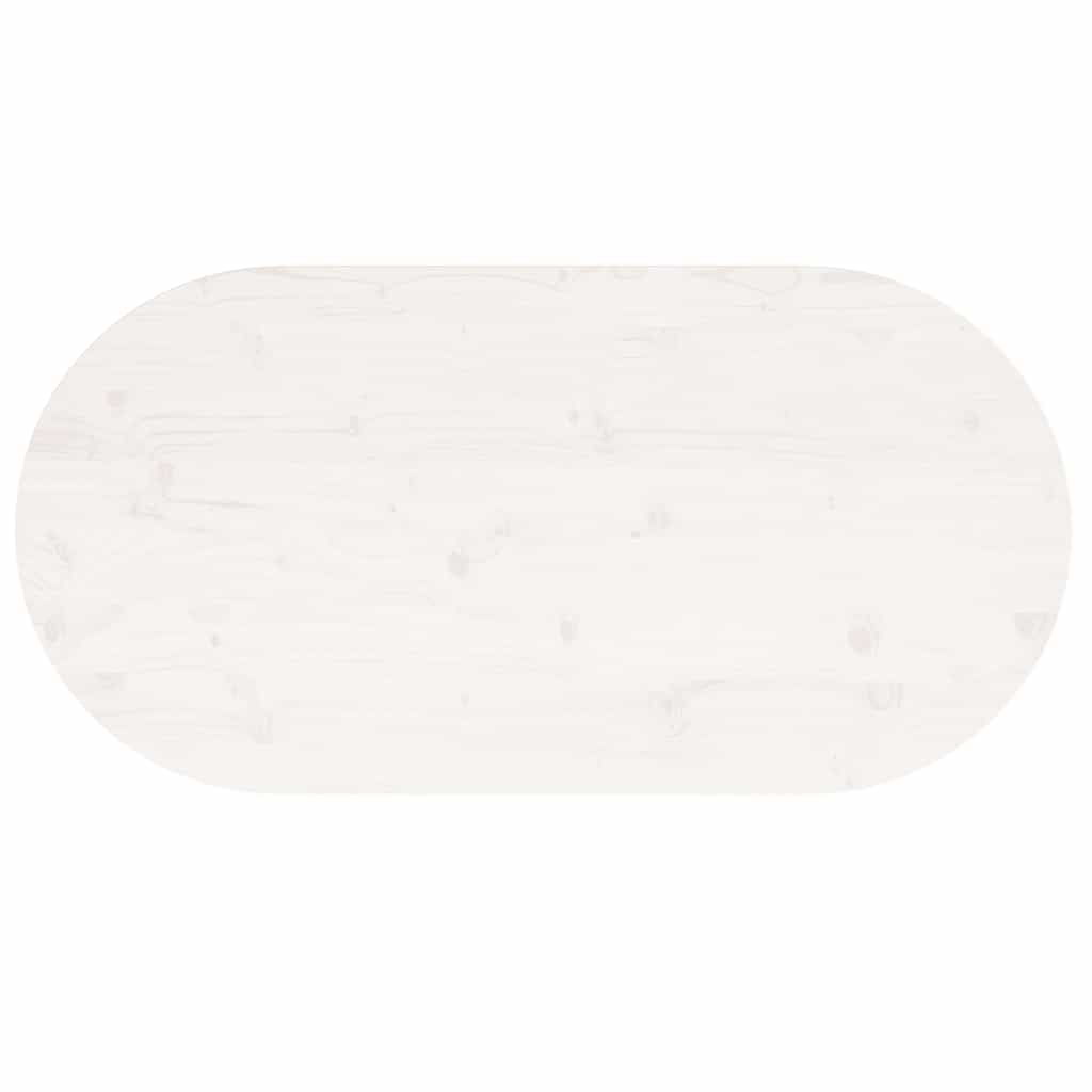 Tischplatte Weiß 110x55x2,5 cm Massivholz Kiefer Oval