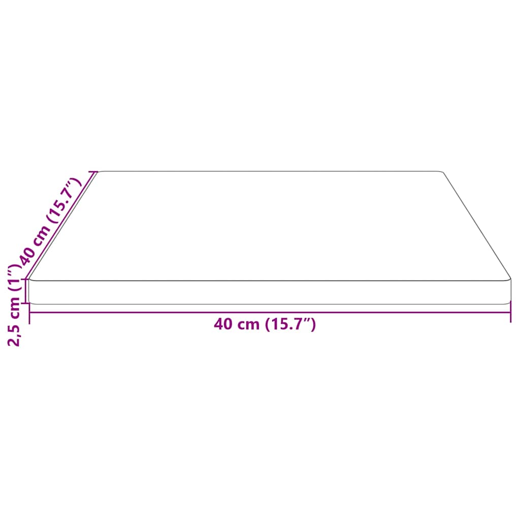 Table top 40x40x2.5 cm solid pine wood square