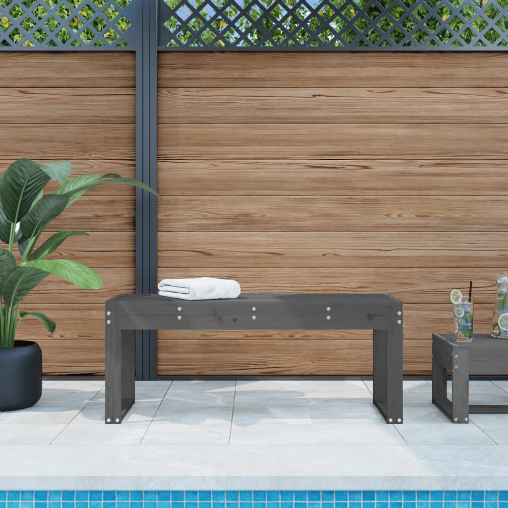 Garden Bench Grey 110x38x45 cm Solid Pine Wood