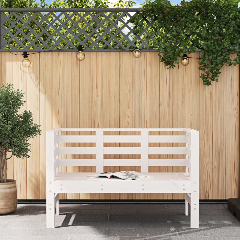 Garden Bench White 111.5x53x71 cm Solid Pine