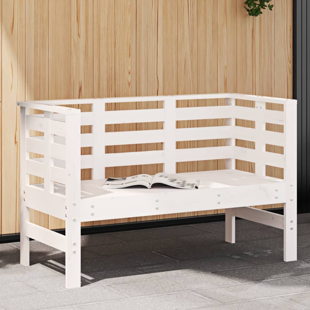 Garden Bench White 111.5x53x71 cm Solid Pine