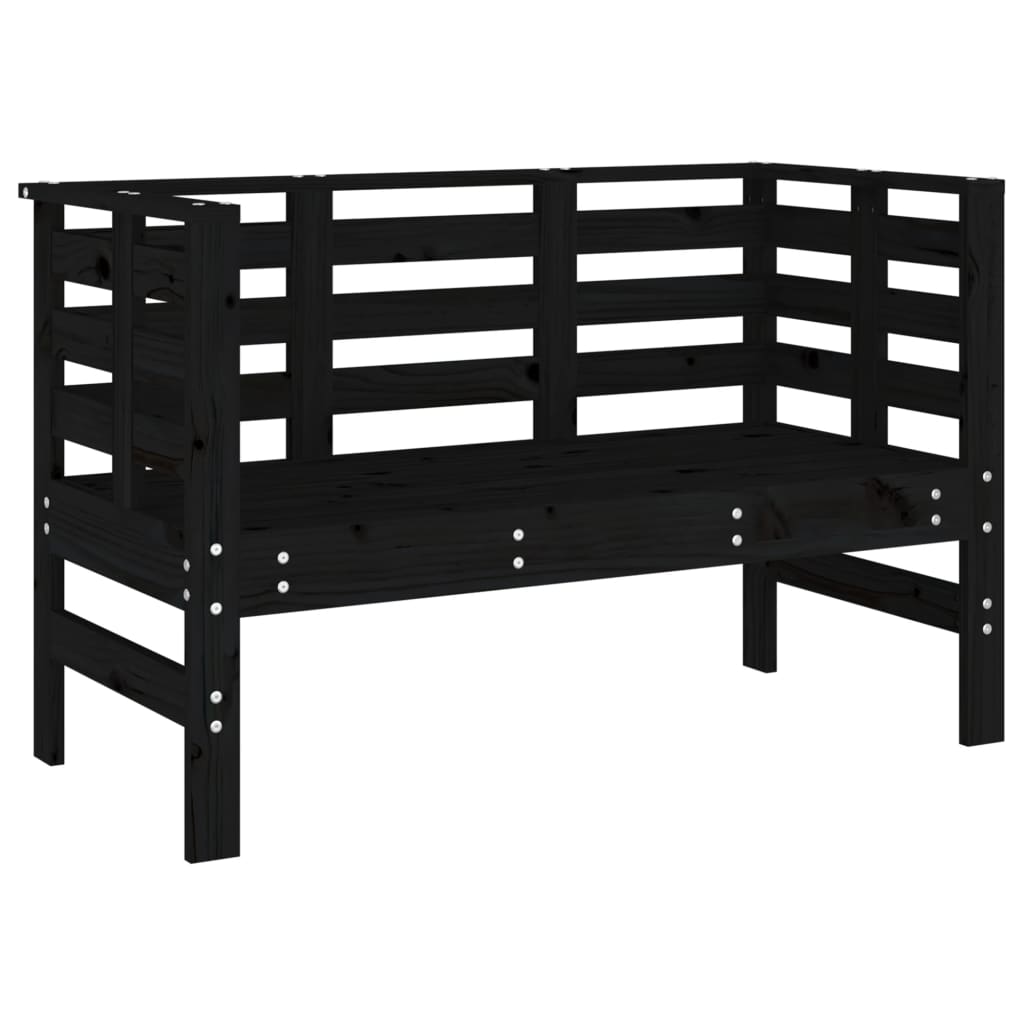 Garden Bench Black 111.5x53x71 cm Solid Pine