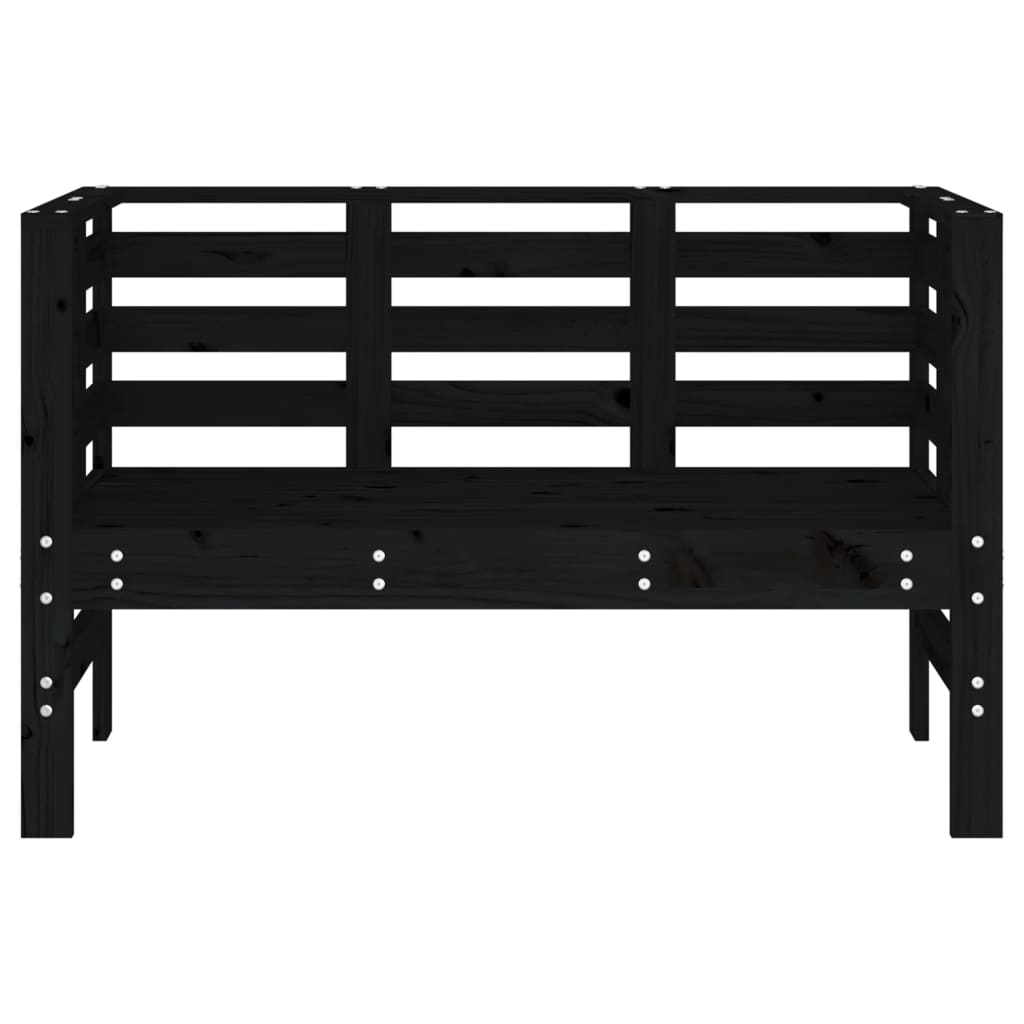 Garden Bench Black 111.5x53x71 cm Solid Pine