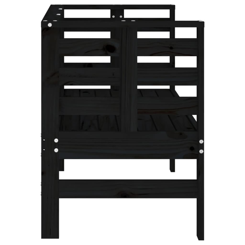 Garden Bench Black 111.5x53x71 cm Solid Pine