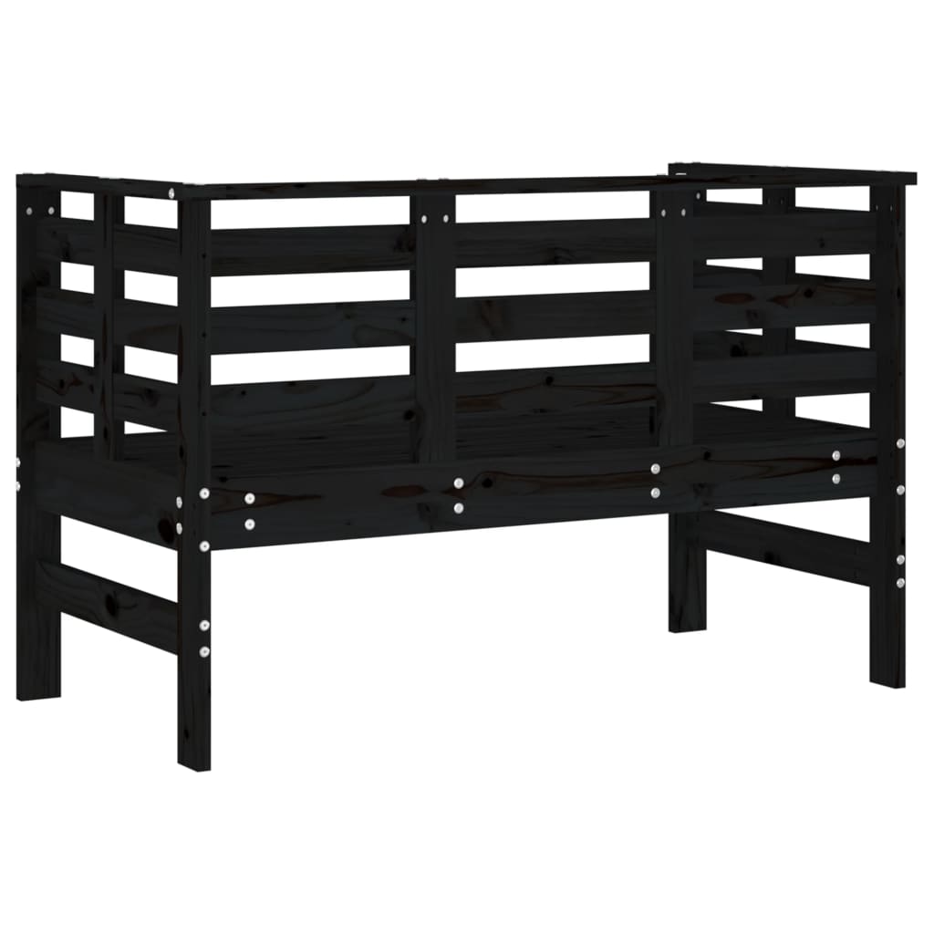 Garden Bench Black 111.5x53x71 cm Solid Pine