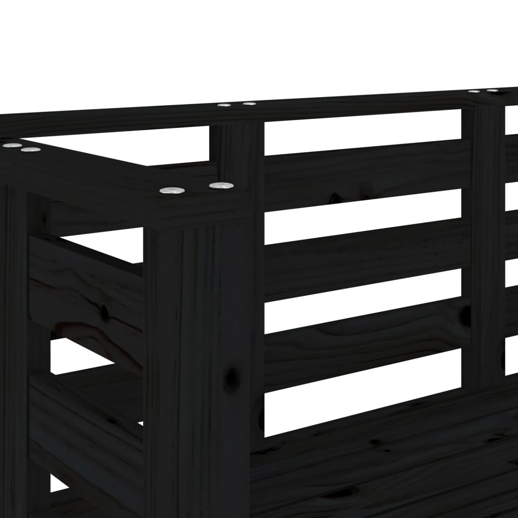 Garden Bench Black 111.5x53x71 cm Solid Pine