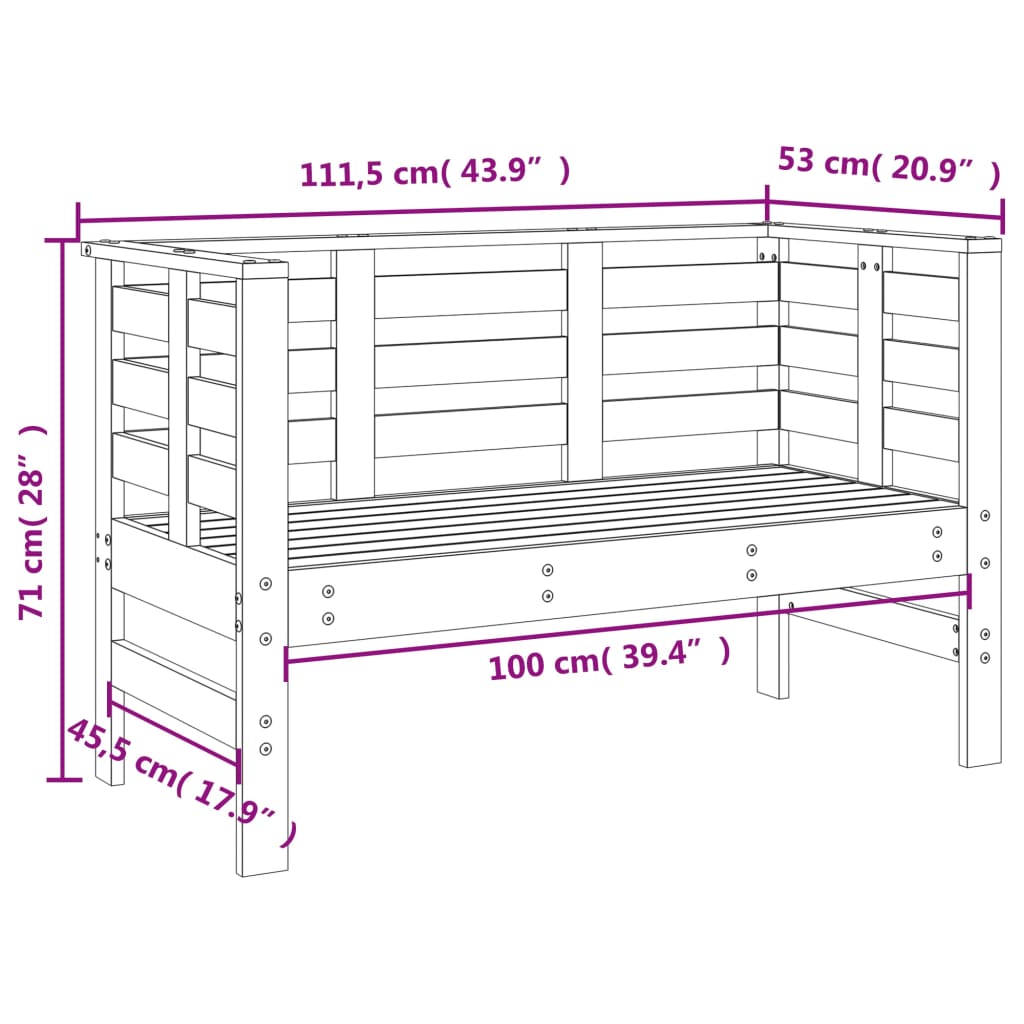 3-tlg. Garten-Lounge-Set Massivholz Kiefer