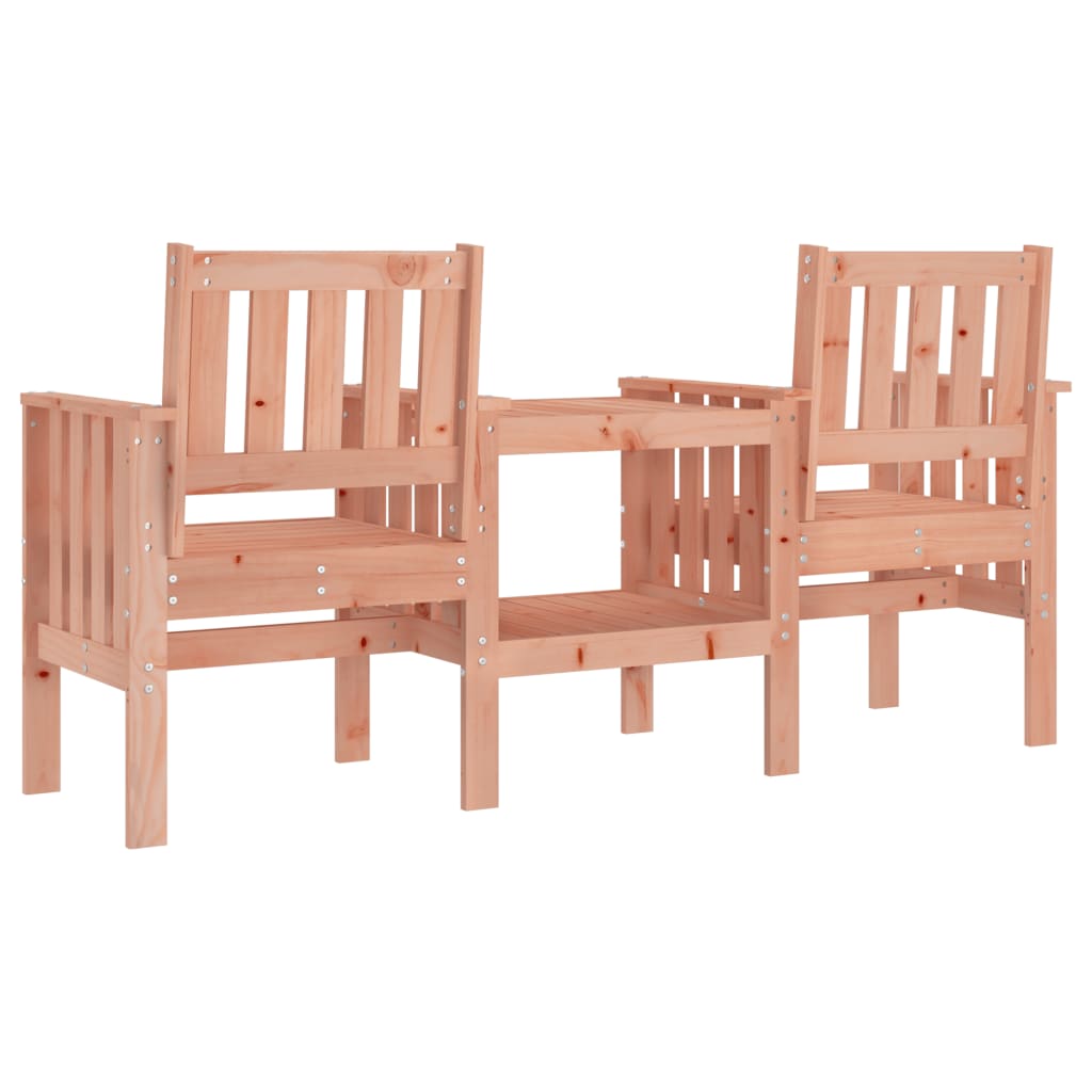 Garden bench with table 2-seater solid wood Douglas fir