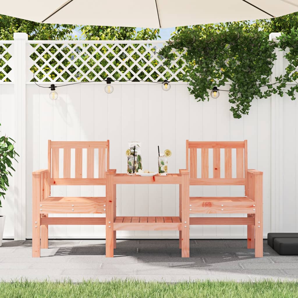 Garden bench with table 2-seater solid wood Douglas fir
