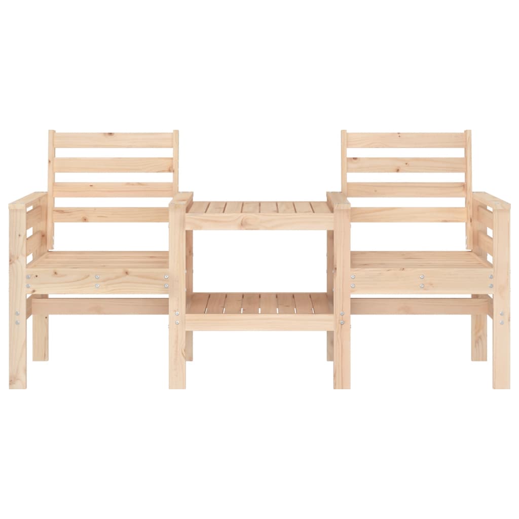 Garden bench with table 2-seater solid pine wood