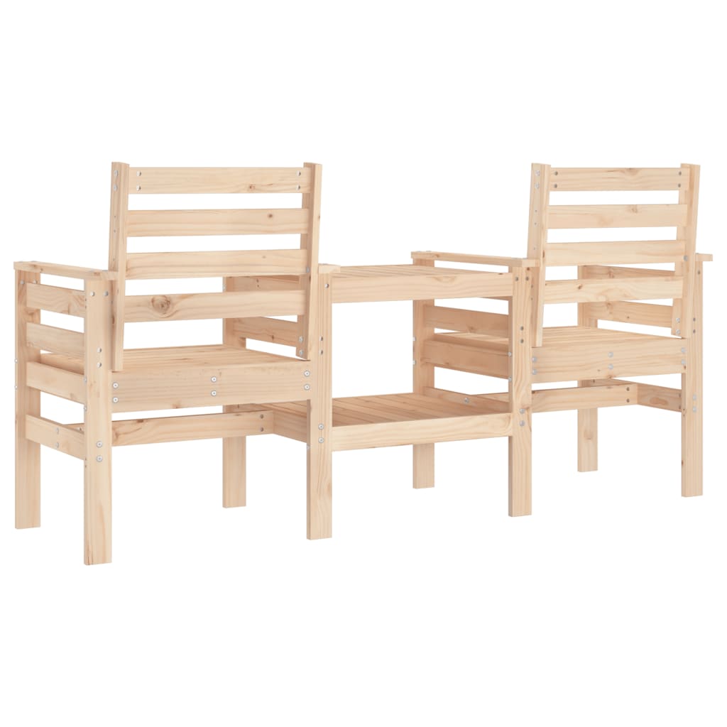 Garden bench with table 2-seater solid pine wood