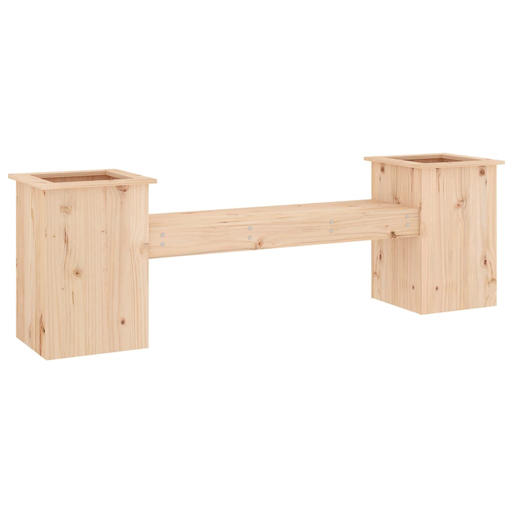 Garden bench with plant pots 184.5x39.5x56.5cm solid pine wood