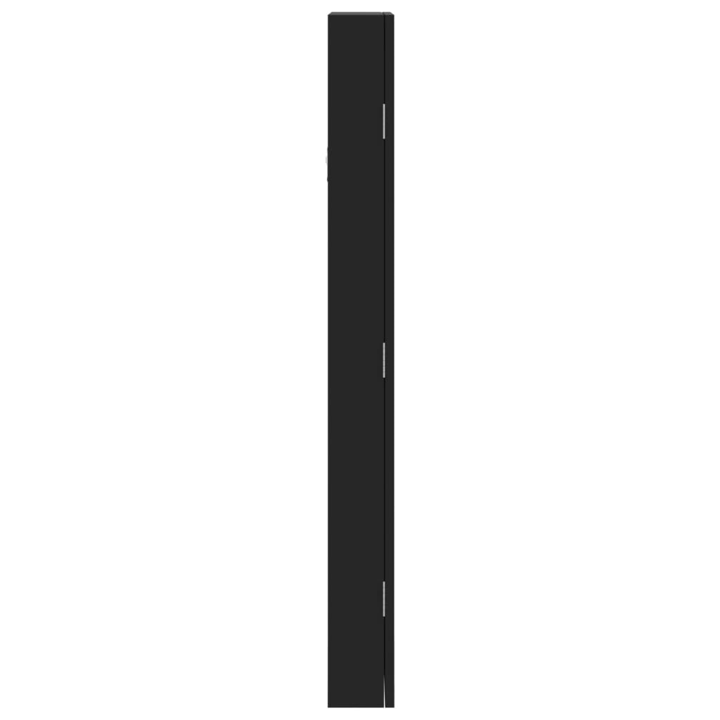 Jewelry cabinet with mirror, wall-mounted, black, 30 x 8.5 x 90 cm