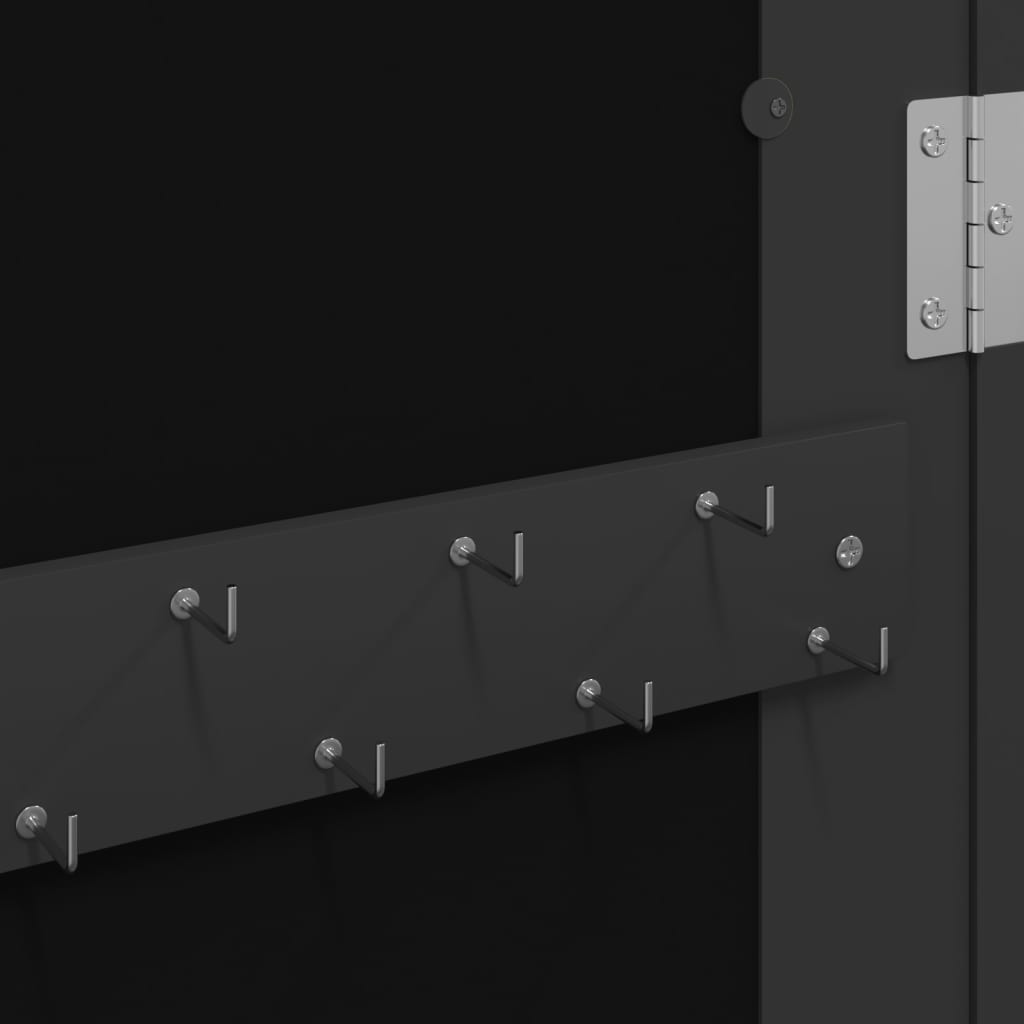 Jewelry cabinet with mirror, wall-mounted, black, 30 x 8.5 x 90 cm