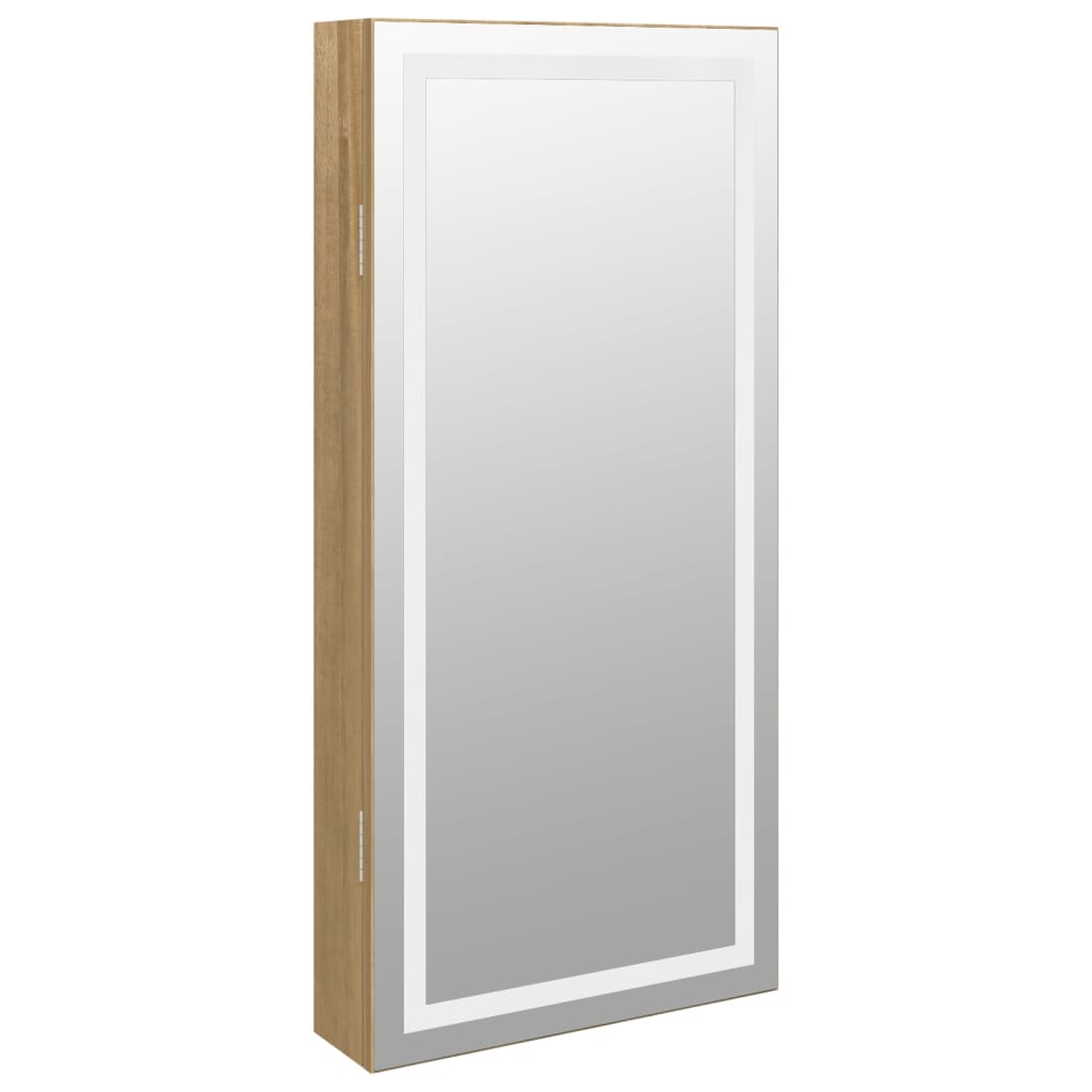 Mirrored jewelry cabinet with LED lighting, wall-mounted