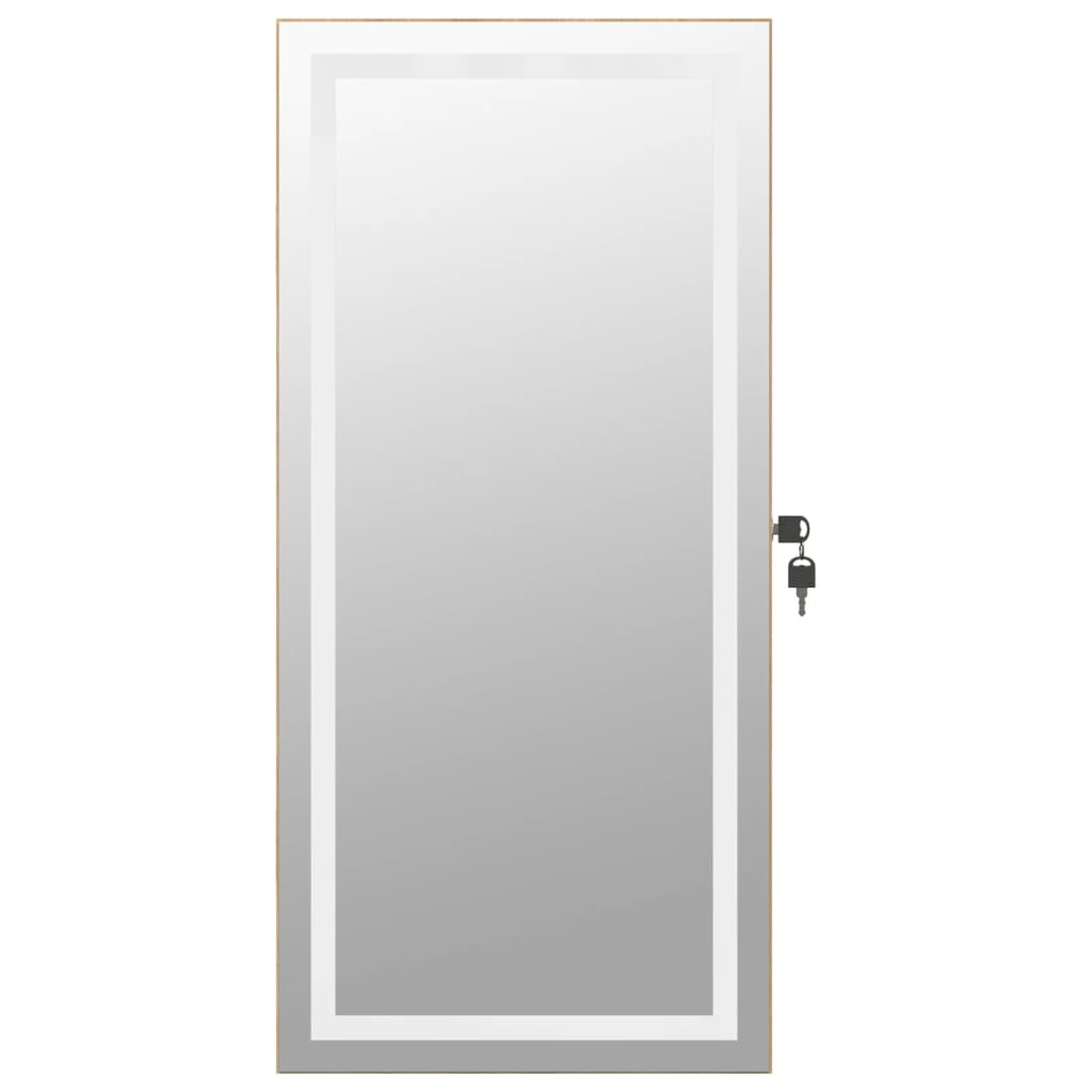 Mirrored jewelry cabinet with LED lighting, wall-mounted