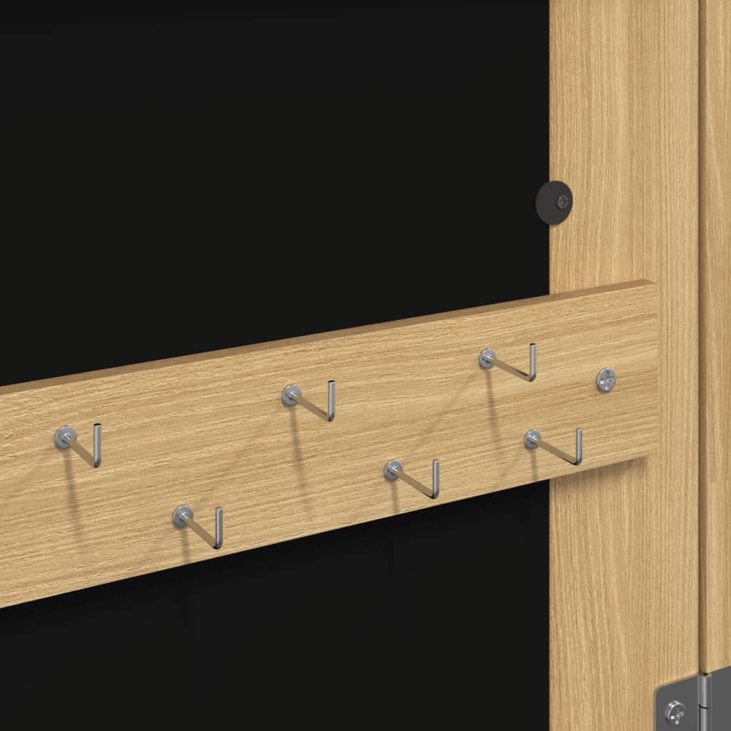 Mirrored jewelry cabinet with LED lighting, wall-mounted