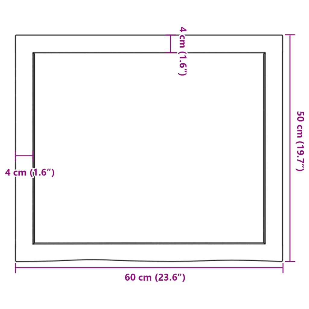 Wandregal 60x50x(2-4) cm Massivholz Eiche Unbehandelt