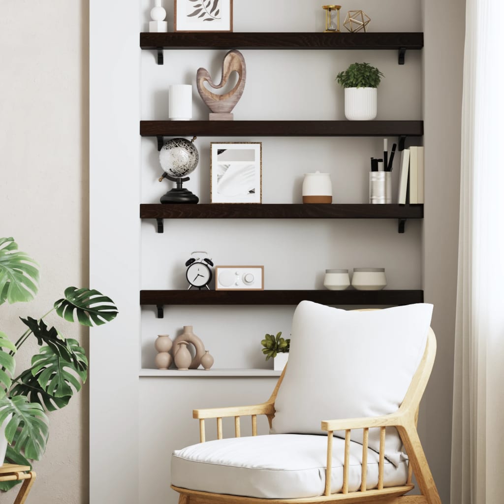 Wall Shelf Dark Brown 80x10x6 cm Solid Oak Treated