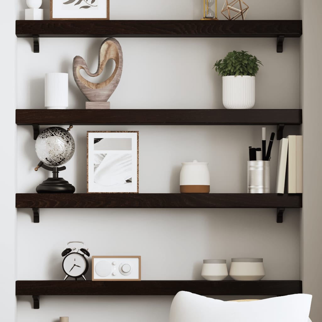 Wall Shelf Dark Brown 80x10x6 cm Solid Oak Treated