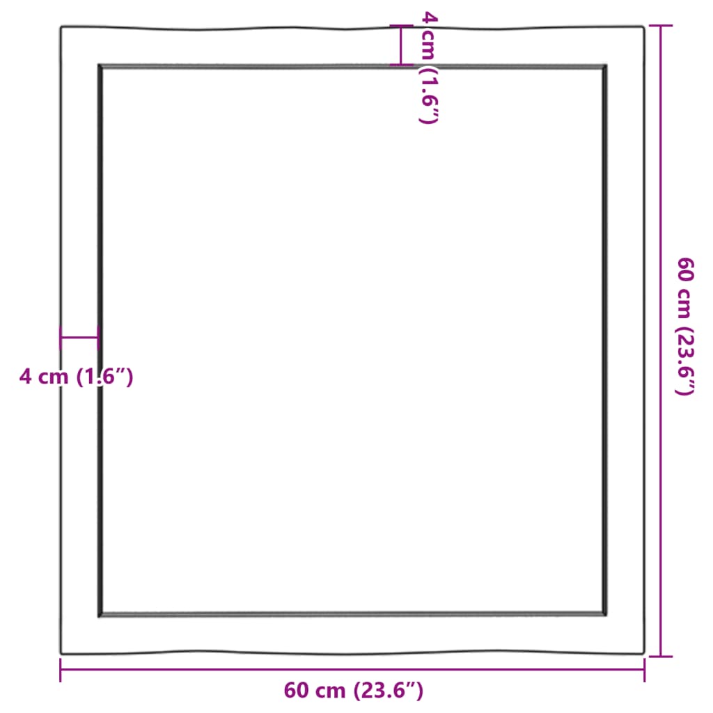 Table top 60x60x(2-6) cm solid wood untreated tree edge