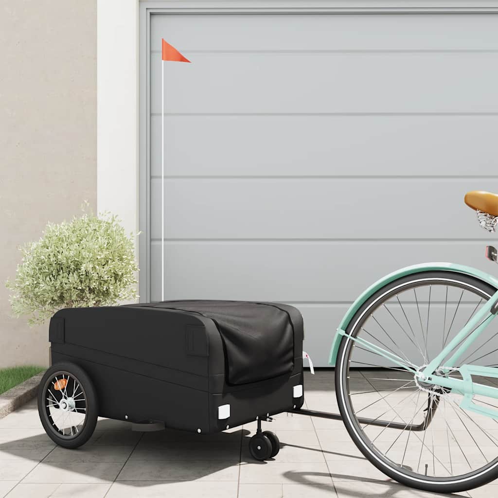 Fahrradanhänger Schwarz 45 kg Eisen