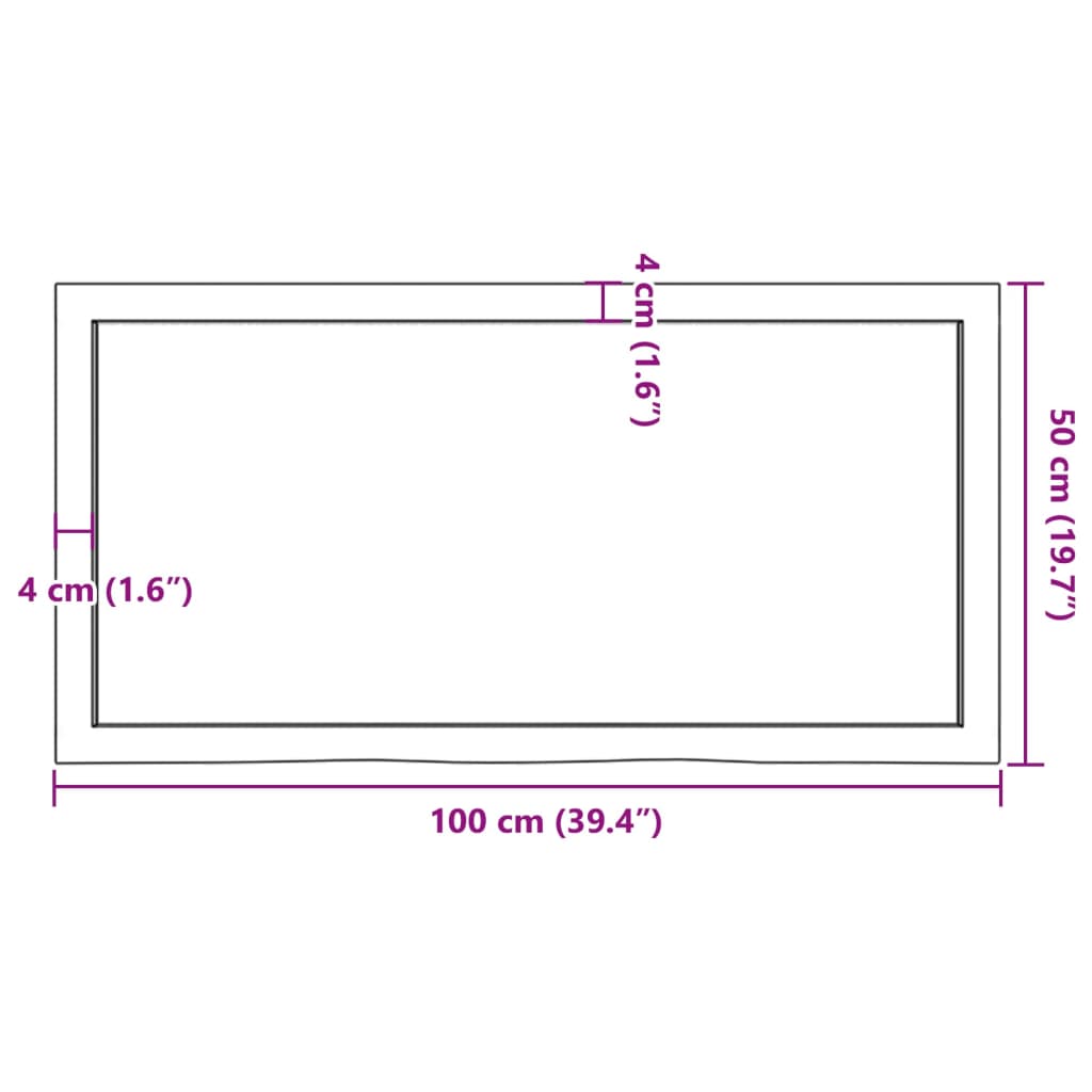 Waschtischplatte Hellbraun 100x50x(2-4) cm Massivholz Behandelt