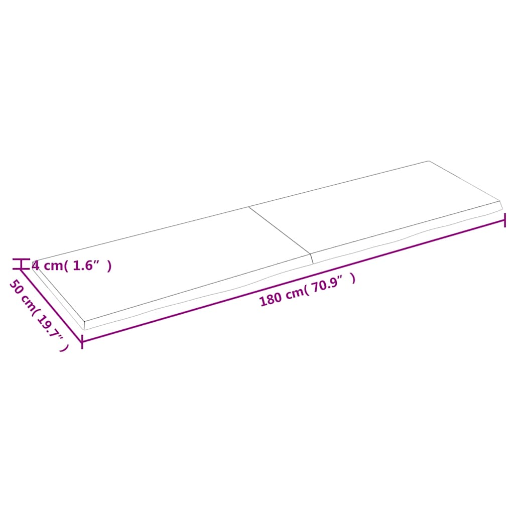 Waschtischplatte Dunkelbraun 180x50x(2-4)cm Massivholz