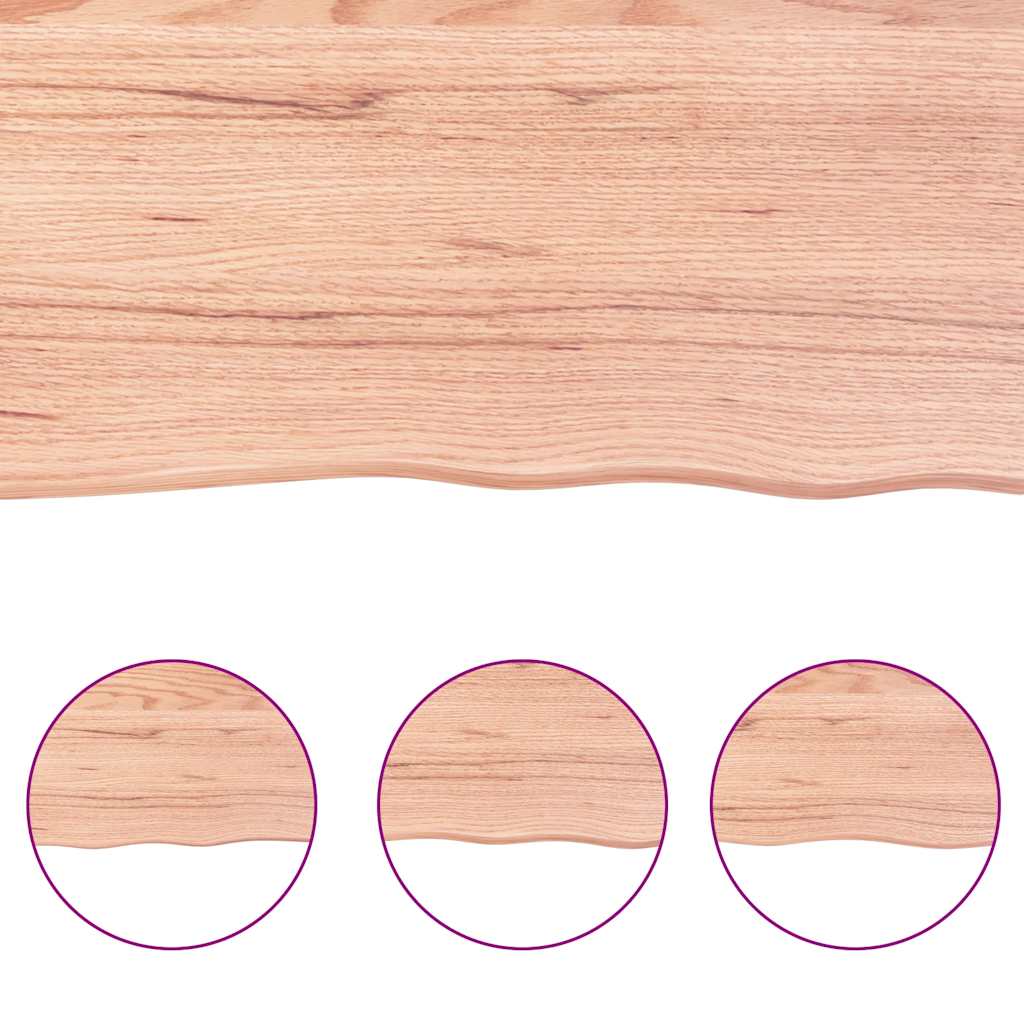 Tischplatte Hellbraun 120x50x(2-4)cm Massivholz Eiche Behandelt
