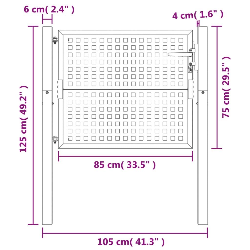 Gartentor Anthrazit 105x75 cm Stahl