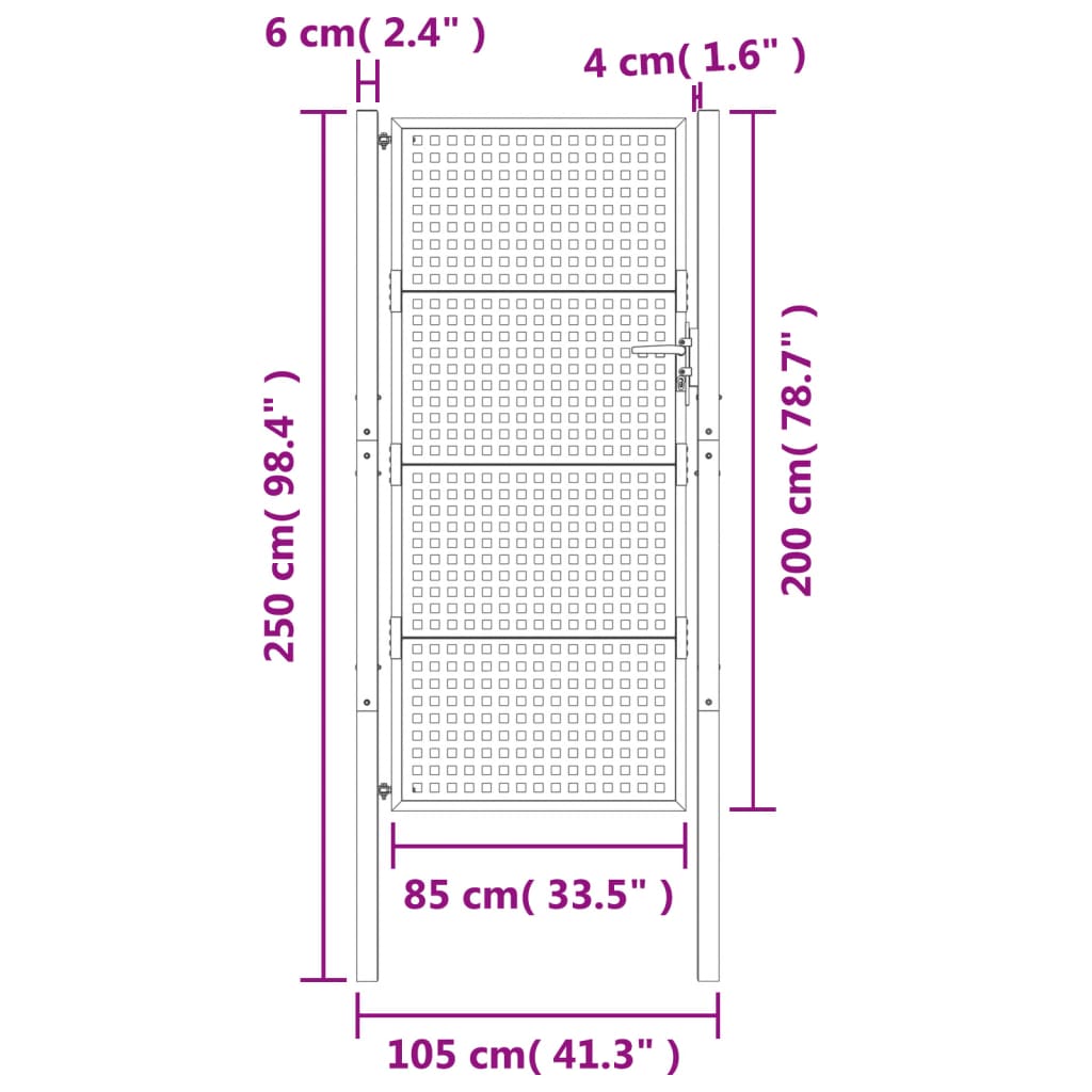 Gartentor Anthrazit 105x200 cm Stahl
