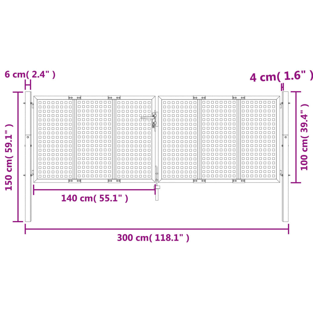 Gartentor Anthrazit 300x150 cm Stahl