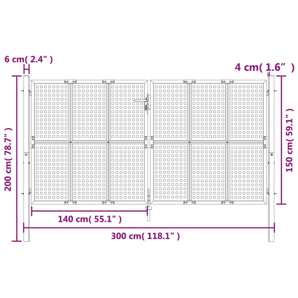 Gartentor Anthrazit 300x150 cm Stahl