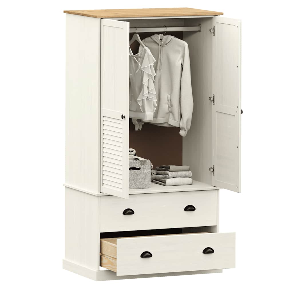 Kleiderschrank VIGO Weiß 90x55x170 cm Massivholz Kiefer