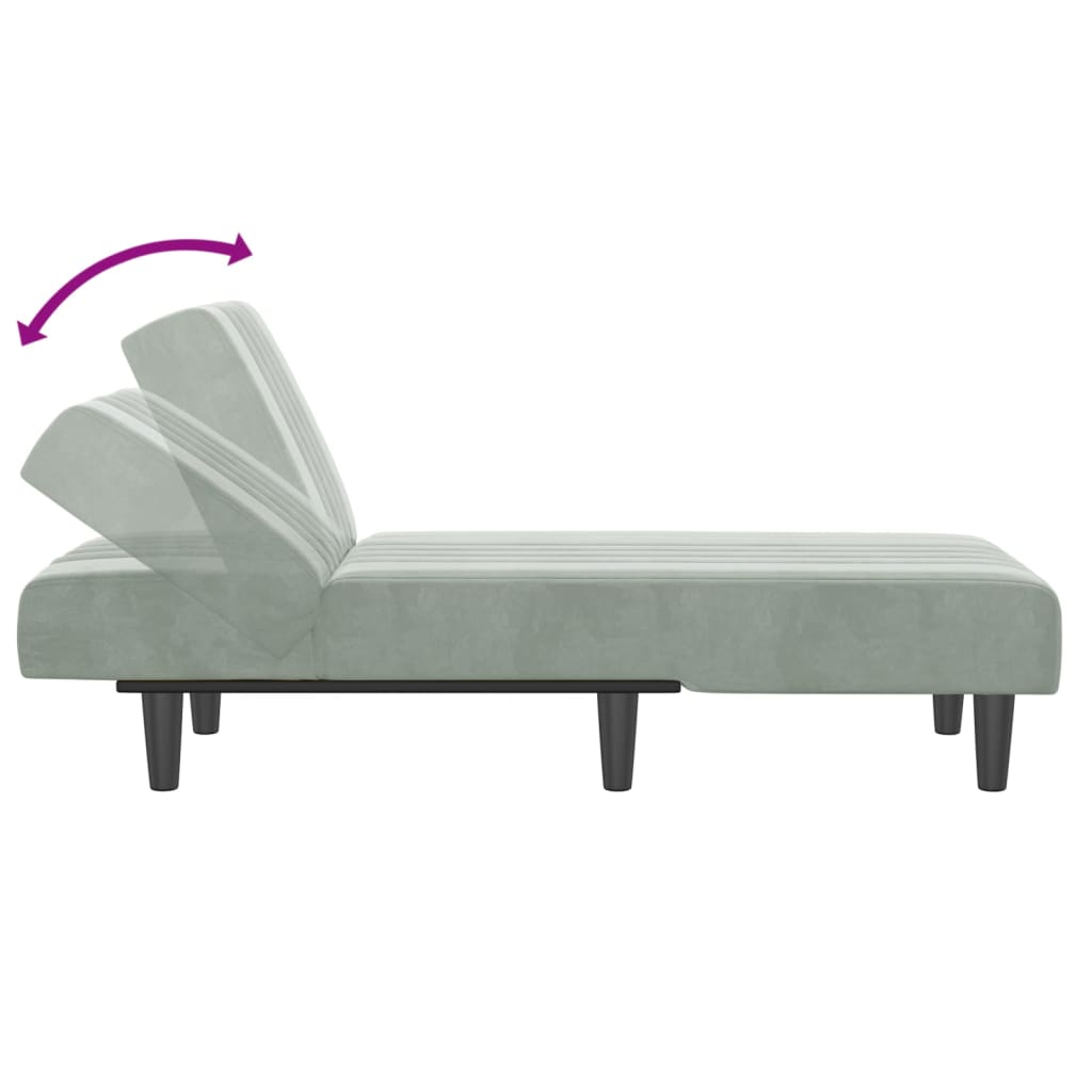 Chaiselongue Hellgrau Samt