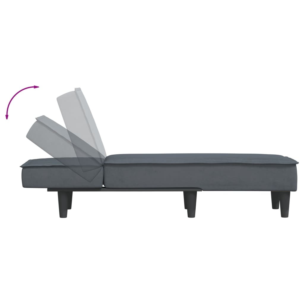 Chaise longue dark grey velvet